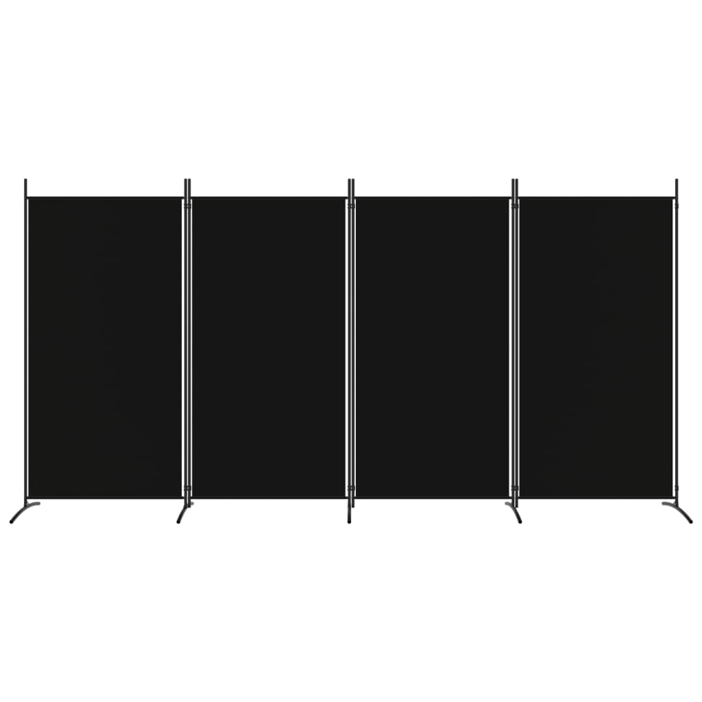 vidaXL مقسم غرفة 4-ألواح أسود 346×180 سم قماش