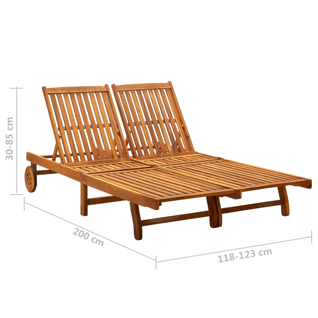 vidaXL كرسي تشمس حديقة لشخصين مع وسائد خشب أكاسيا صلب