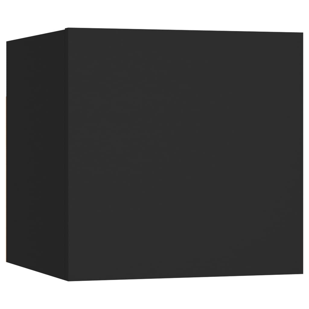 vidaXL خزانات تلفزيون جدارية 4 قطع أسود 30x30x30.5 سم