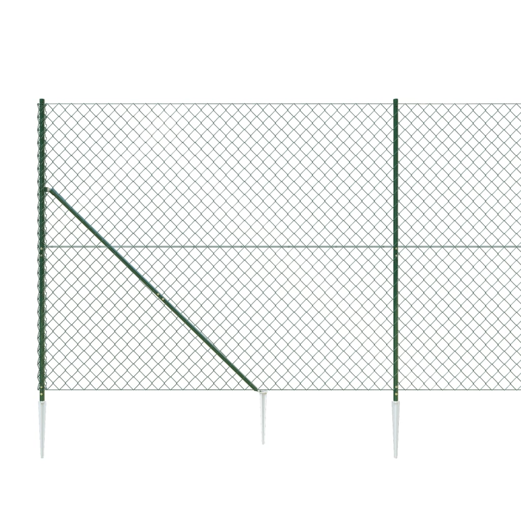 vidaXL سياج شبكي مع مسامير تثبيت لون أخضر 0.8×25 م
