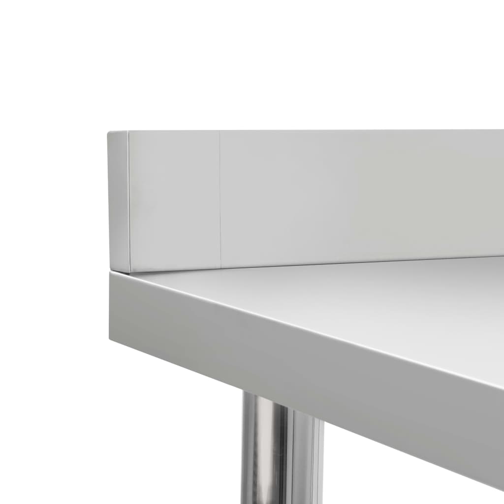 vidaXL طاولة عمل للمطبخ مع لوحة خلفية 93x60x80 سم إستانلس ستيل