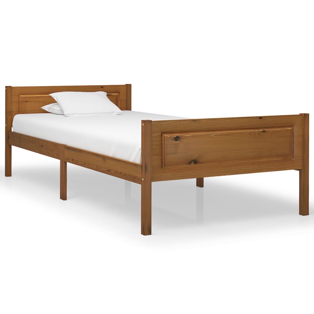 vidaXL إطار سرير خشب صنوبر صلب بني عسلي 90×200 سم