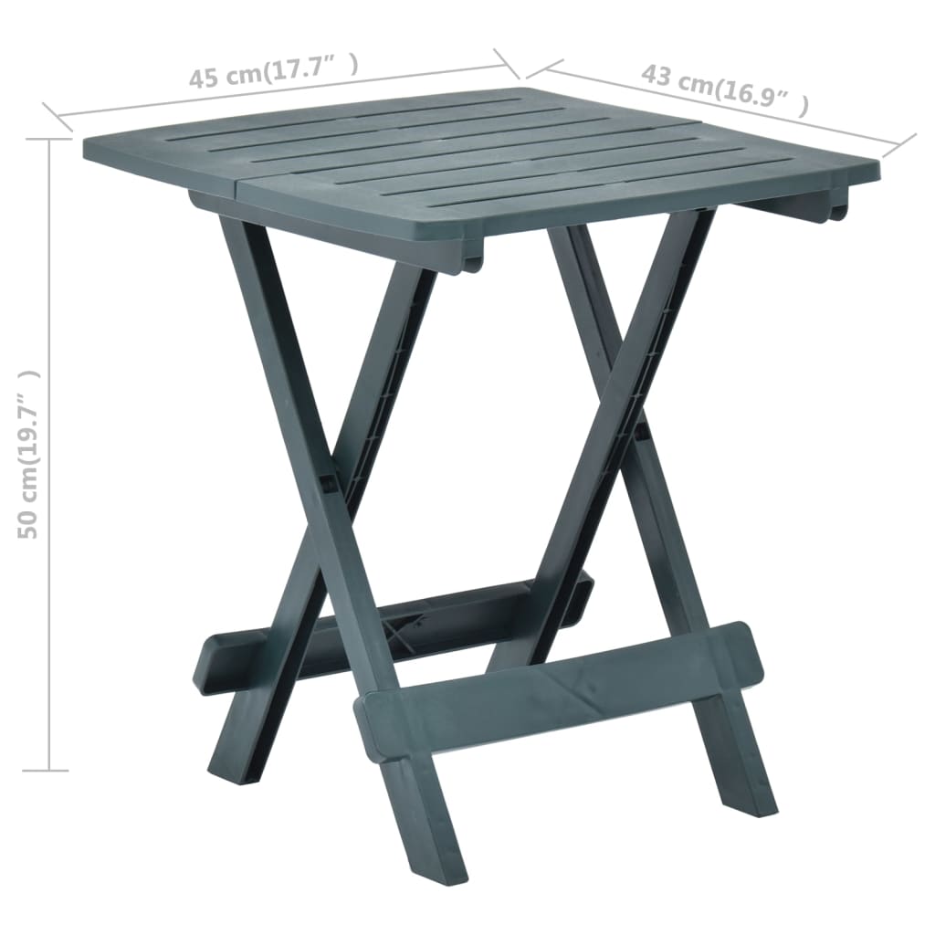 vidaXL طاولة حديقة قابلة للطي أخضر 45×43×50 سم بلاستيك