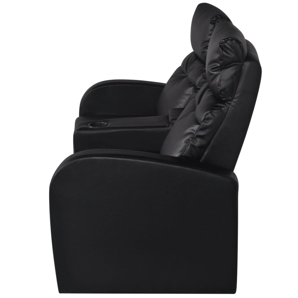 vidaXL كرسي قابل للإمالة ذو مقعدين جلد صناعي أسود