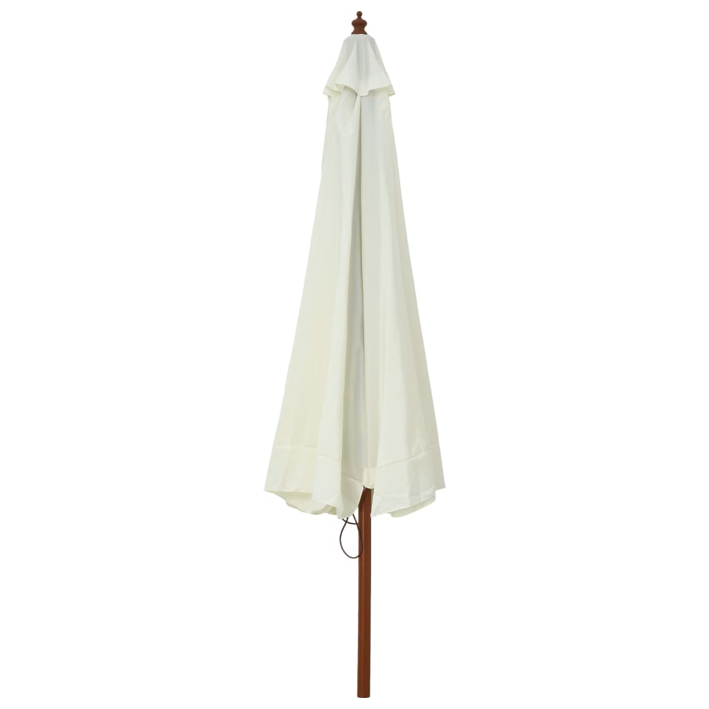 vidaXL مظلة خارجية مع عمود خشبي 330 سم أبيض رملي