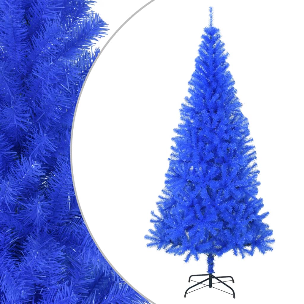 vidaXL شجرة كريسماس صناعية مع حامل أزرق 210 سم PVC
