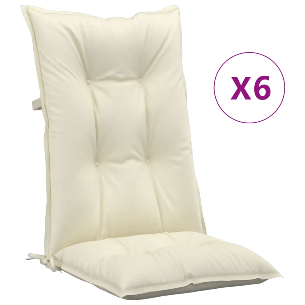 vidaXL وسائد كرسي حديقة 6 ق كريمي 120×50×7 سم