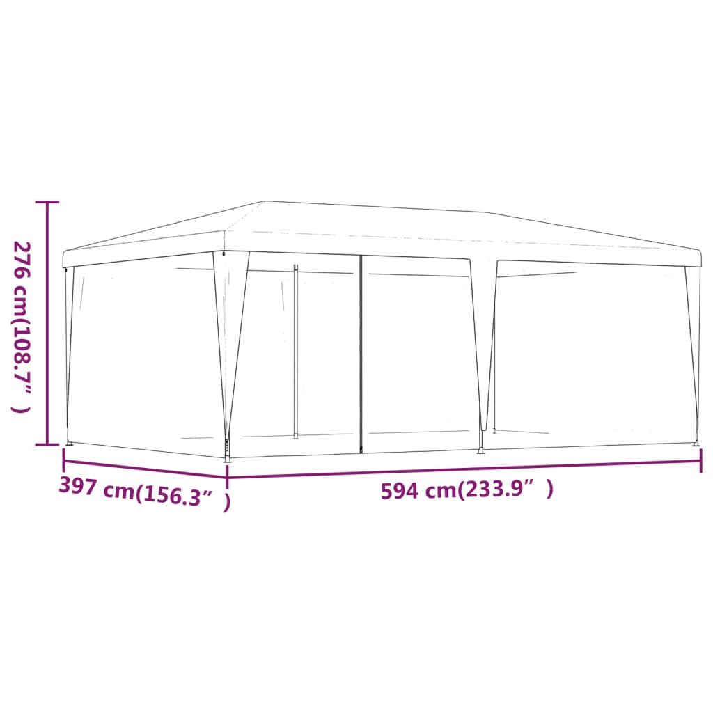 vidaXL خيمة حفلات ذات 6 جدران جانبية شبكية أخضر 6×4 م HDPE