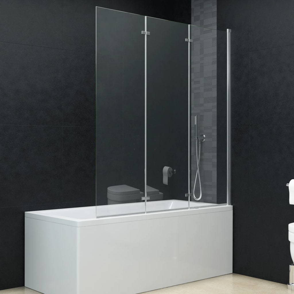 vidaXL غرفة استحمام قابلة للطي 3 ألواح زجاج أمان 130x138 سم vidaXL