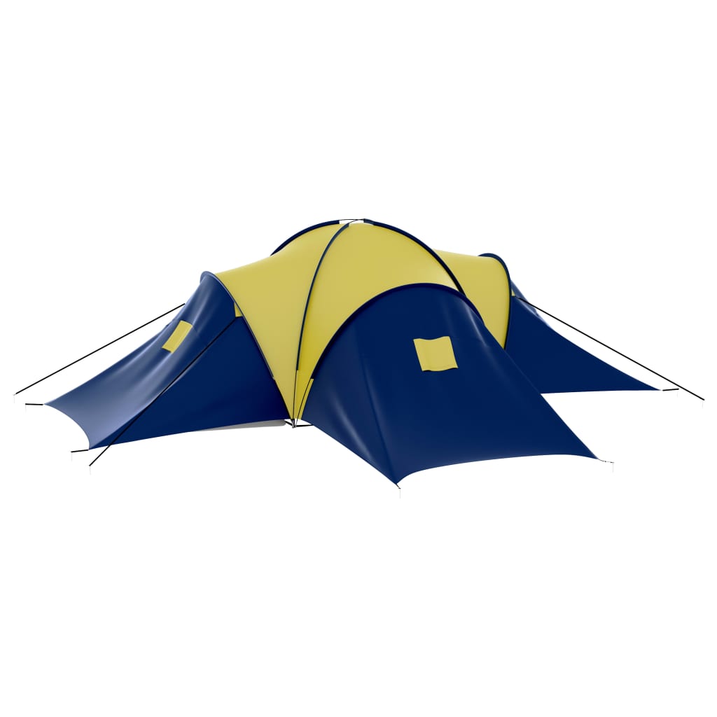 vidaXL Camping Tent Polyester 9 Persons Blue-yellow