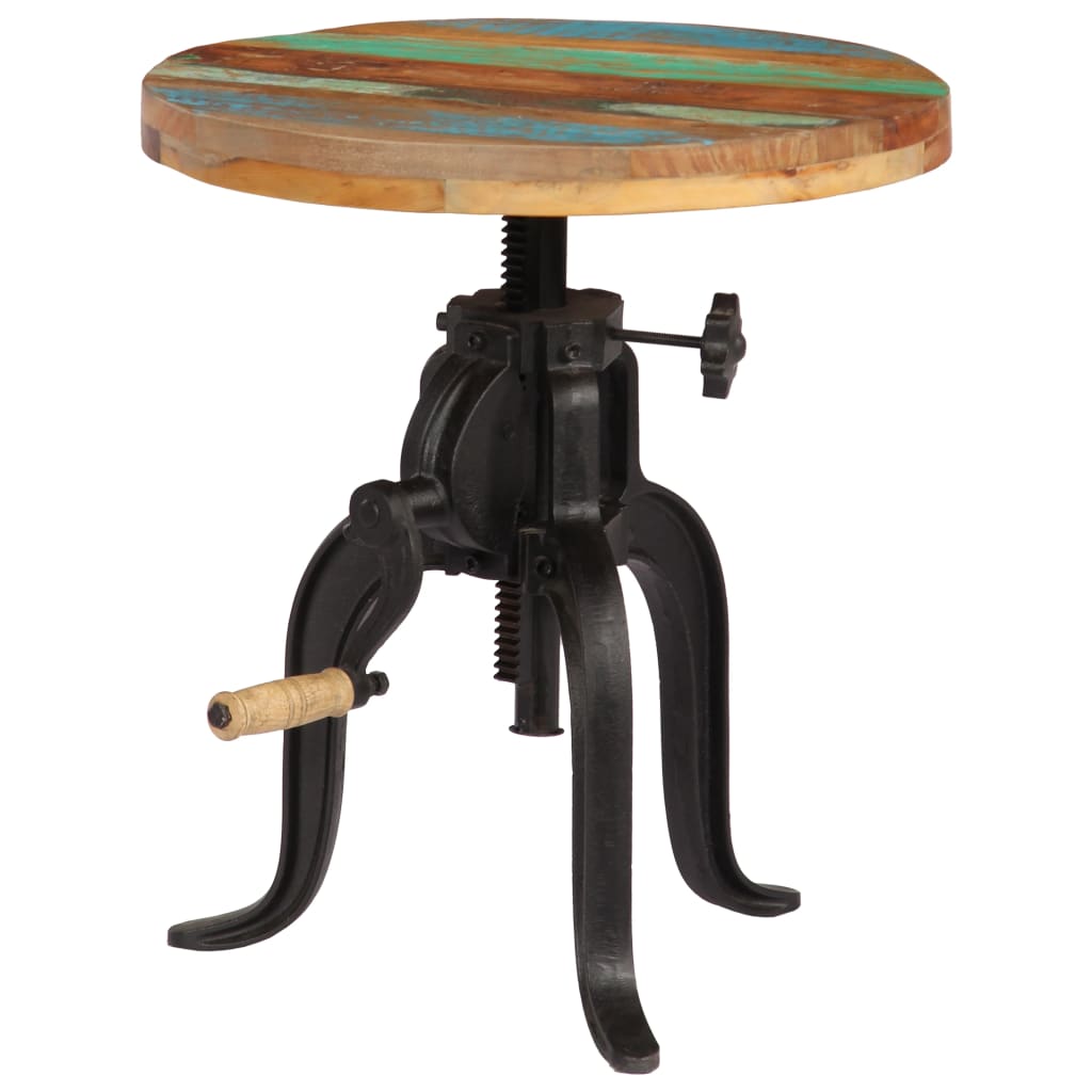 vidaXL طاولة جانبية 45×(45-62) سم خشب مستصلح صلب وحديد زهر