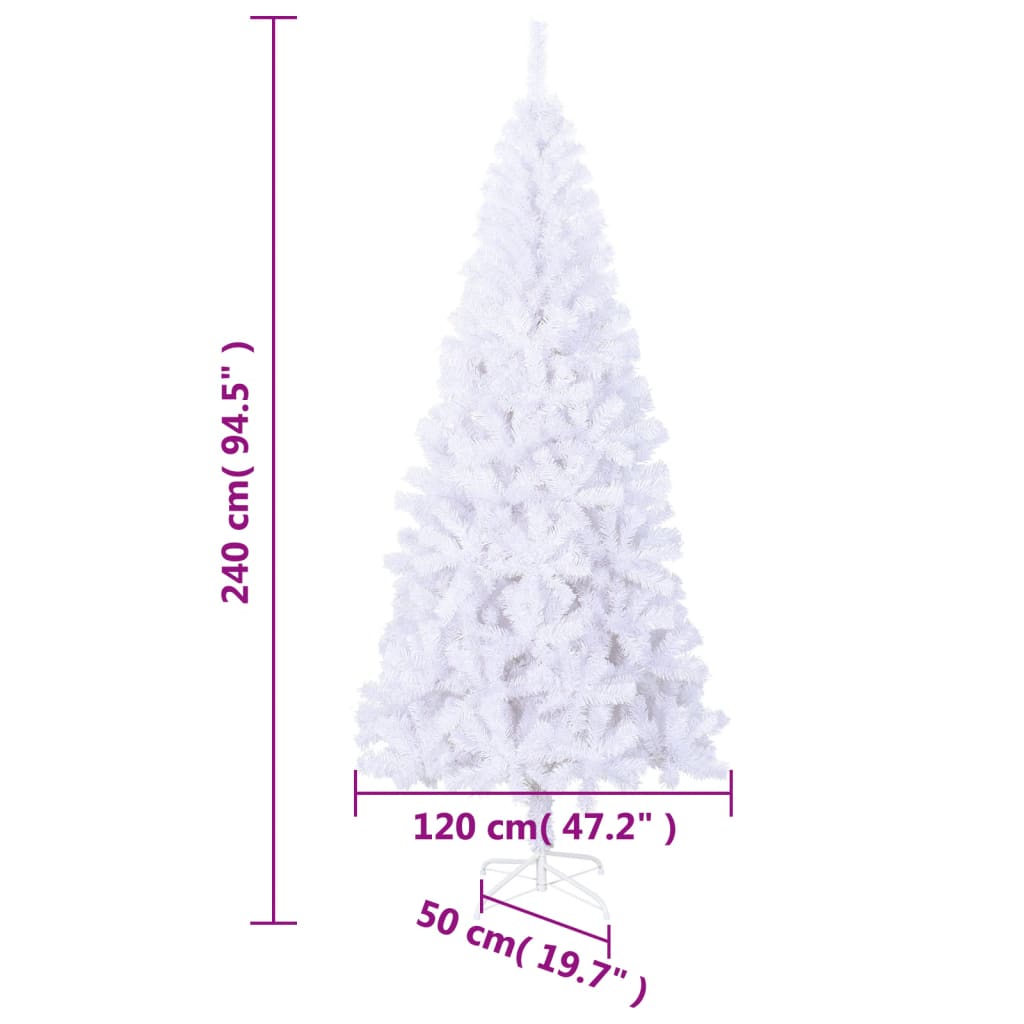 vidaXL شجرة كريسماس صناعية مقاس كبير 240 سم أبيض