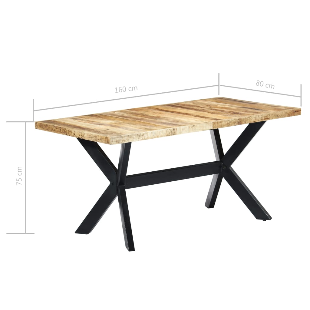 vidaXL طاولة طعام160×80×75 سم خشب مانجو صلب خشن