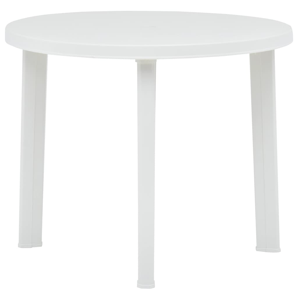 vidaXL طاولة حديقة أبيض 89 سم بلاستيك