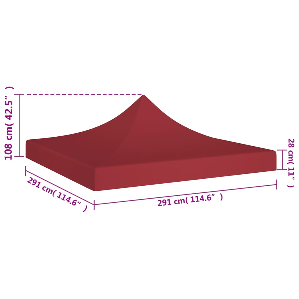 vidaXL سقف خيمة حفلات 3×3 م برغندي 270 جم/م²