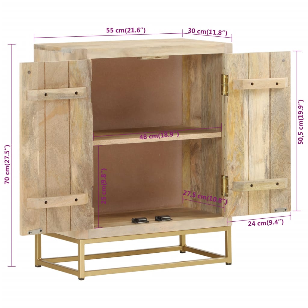 vidaXL خزانة جانبية بـبابين 55×30×70 سم خشب مانجو صلب