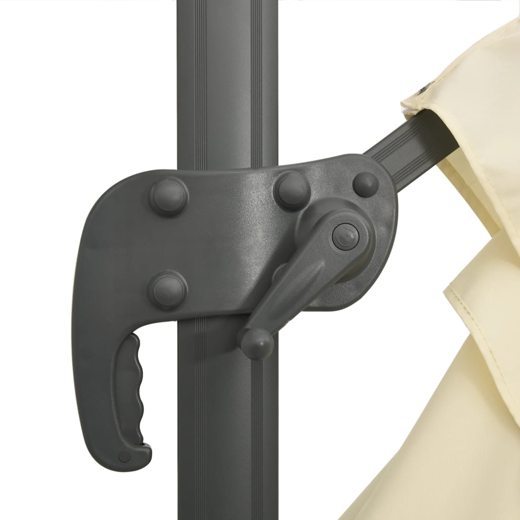 vidaXL مظلة كابولي مع عمود ألومنيوم أبيض رملي 300×300 سم
