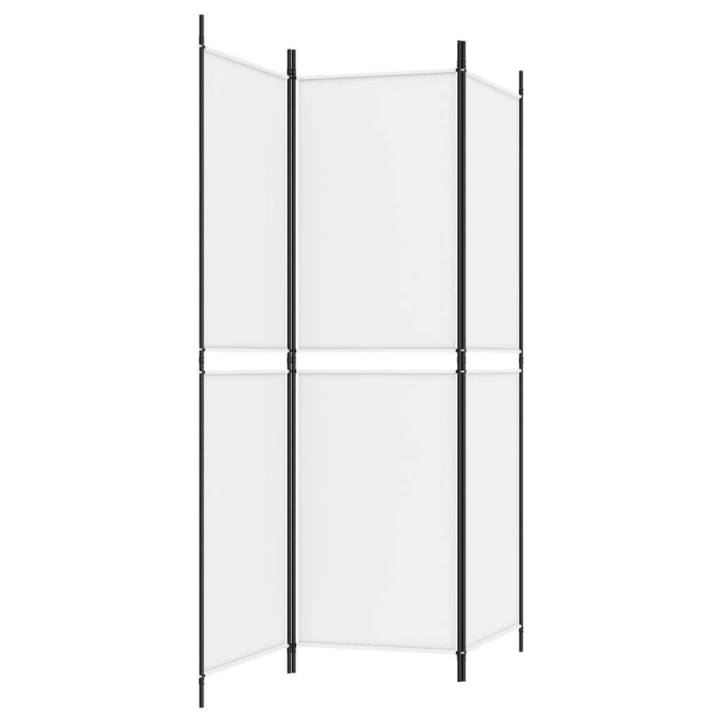 vidaXL مقسم غرفة 3-ألواح أبيض 150×180 سم قماش
