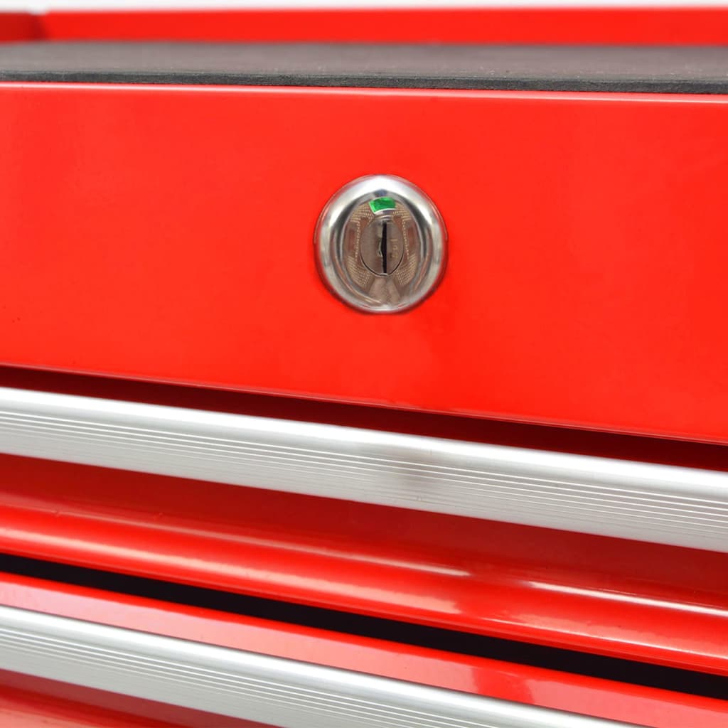 vidaXL عربة أدوات الورشة مع 1125 أداة فولاذ أحمر