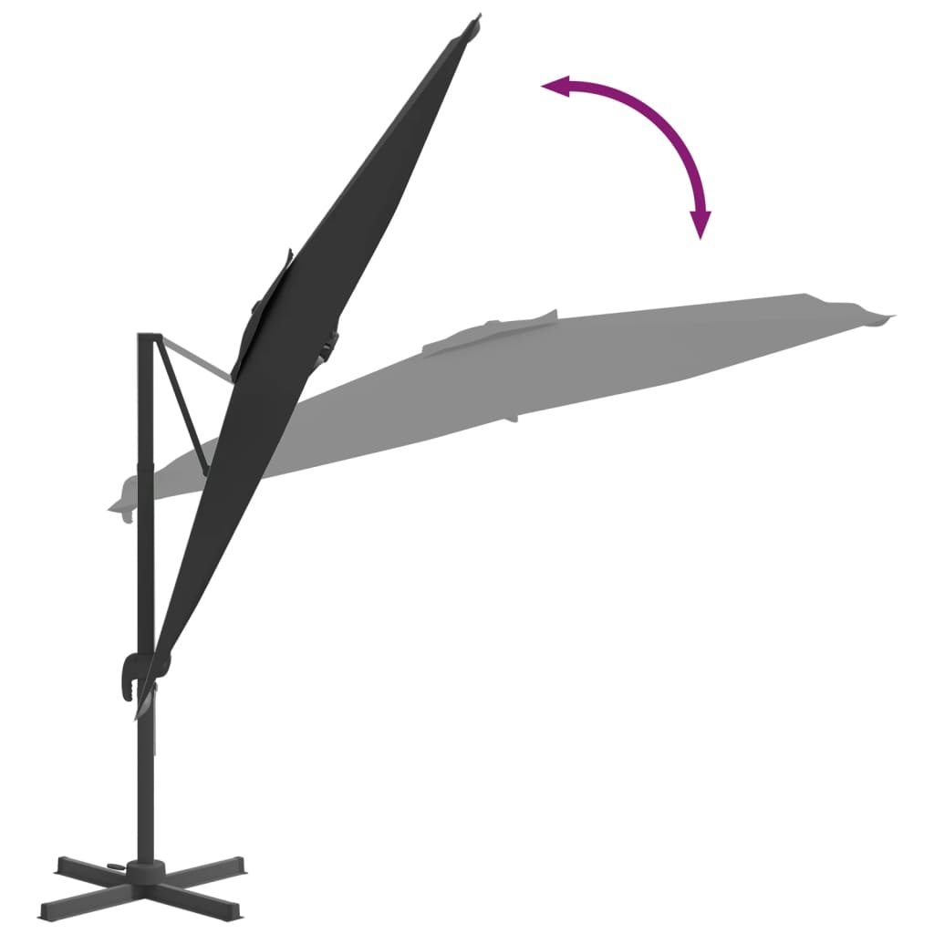 vidaXL مظلة كابولي مع عمود ألومنيوم أسود 300×300 سم