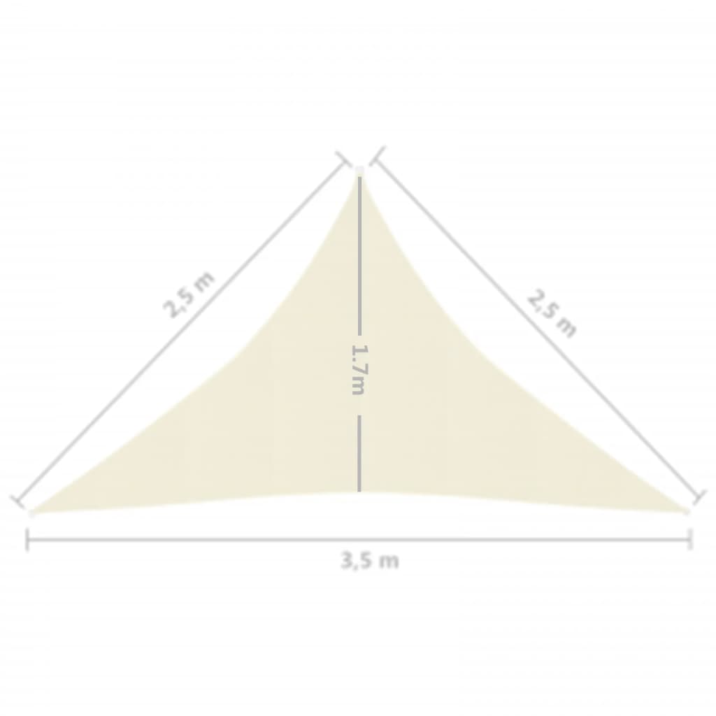 vidaXL مظلة شراعية 160 جم/م² كريمى 2.5×2.5×3.5 م HDPE