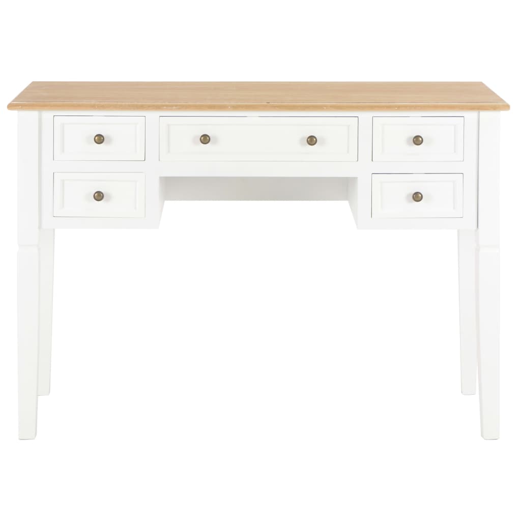 vidaXL طاولة كتابة أبيض 77.5x45x109.5 سم خشب