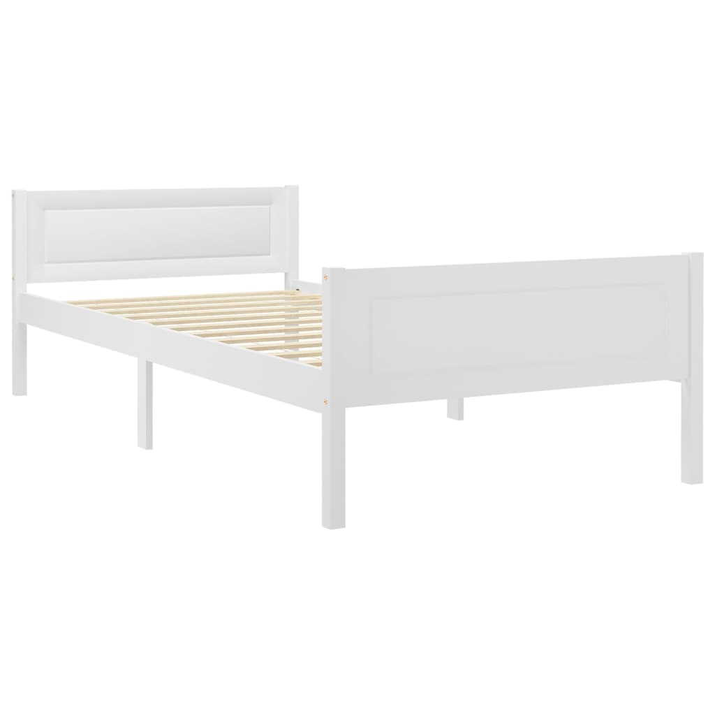 vidaXL إطار سرير خشب صنوبر صلب أبيض 100×200 سم