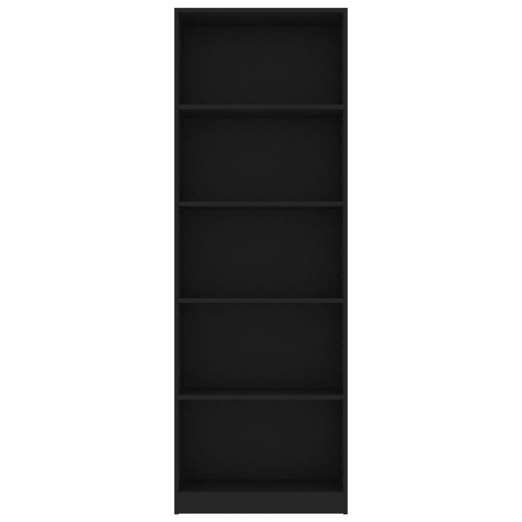 vidaXL خزانة كتب 5-طبقات أسود 60×24×175 سم خشب صناعي