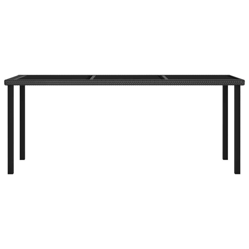 vidaXL طاولة سفرة حديقة أسود 180×70×73 سم بولي روطان