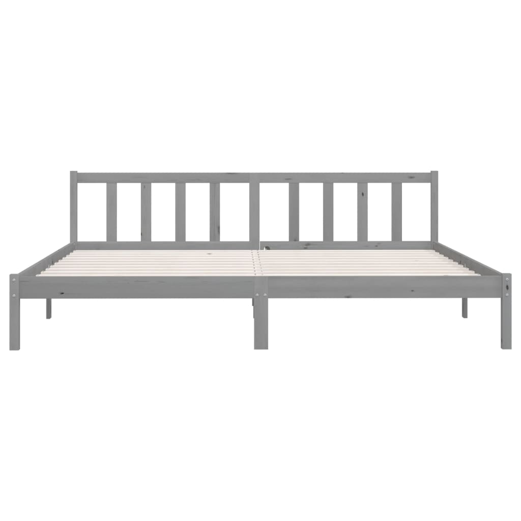 vidaXL إطار سرير خشب صنوبر صلب رمادي 200×200 سم