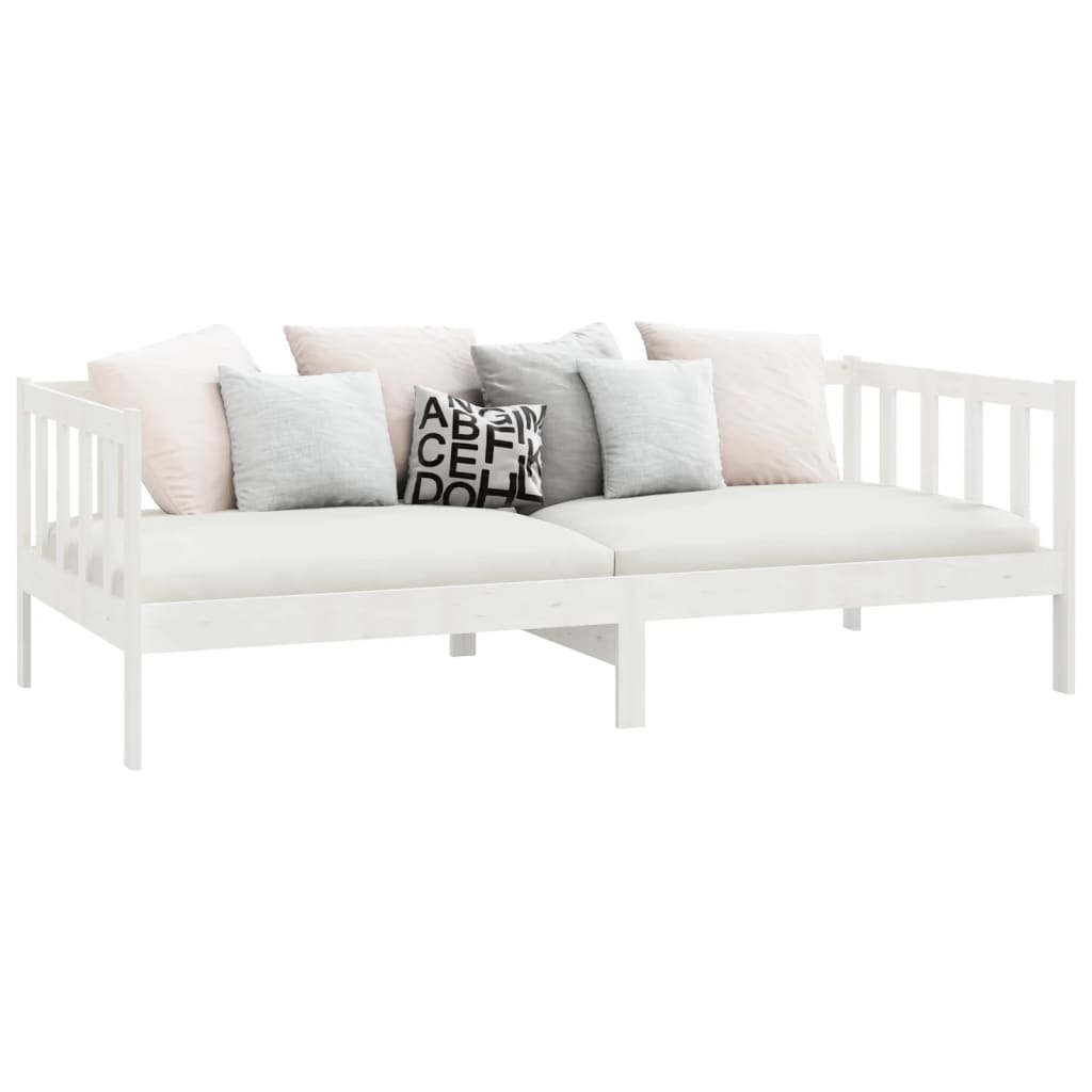 vidaXL سرير نهاري خشب صنوبر صلب أبيض 90×200 سم