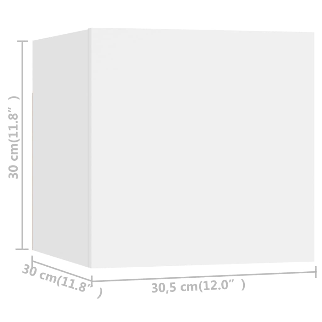 vidaXL خزانات حائط للتلفزيون 8 قطع أبيض 30x30x30.5 سم (2x804483)