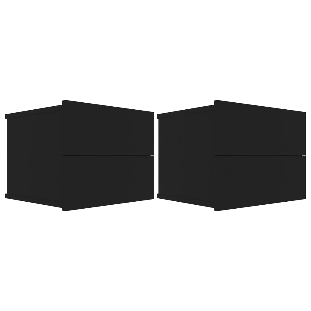 vidaXL خزانات سرير جانبية 2 ق أسود 40×30×30 سم خشب مضغوط
