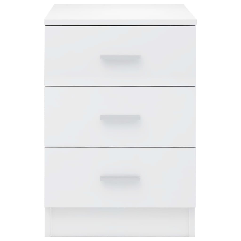 vidaXL خزانة سرير جانبية 2 ق أبيض لامع 38×35×56 سم خشب مضغوط