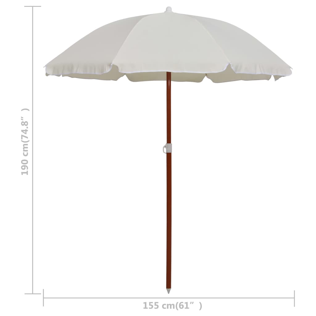 vidaXL مظلة شمسية مع عمود فولاذي 180 سم رملي