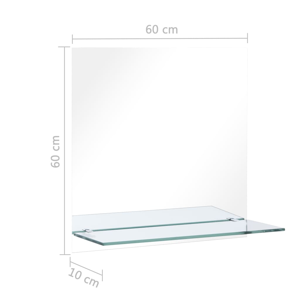 vidaXL مرآة حائط مع رف 60×60 سم زجاج مقسّى