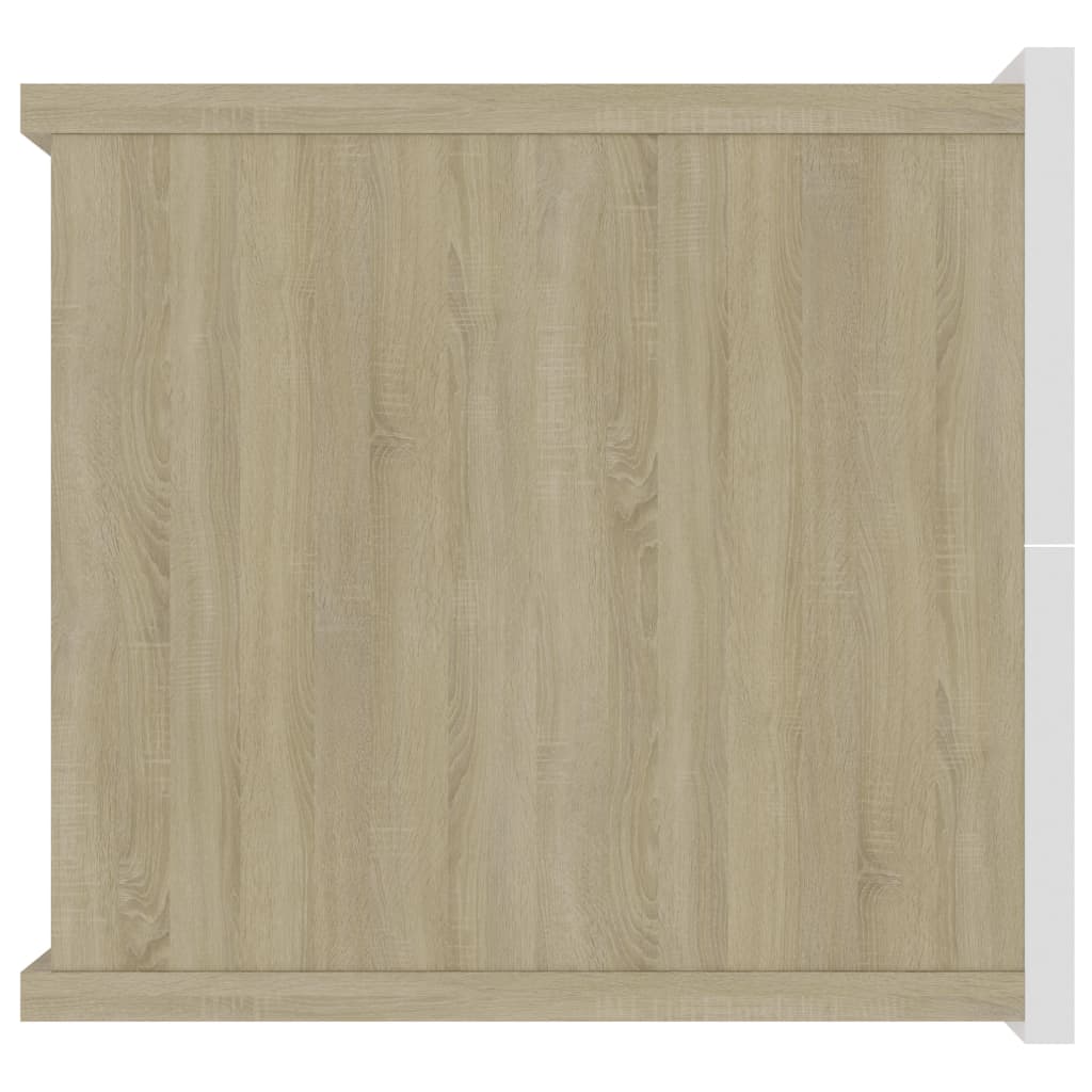 vidaXL خزانة سرير جانبية 2 قطعة أبيض وسونوما اوك 40×30×30 سم خشب مضغوط