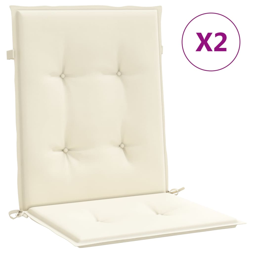 vidaXL وسائد كرسي حديقة 2 ق كريمي 100×50×3 سم