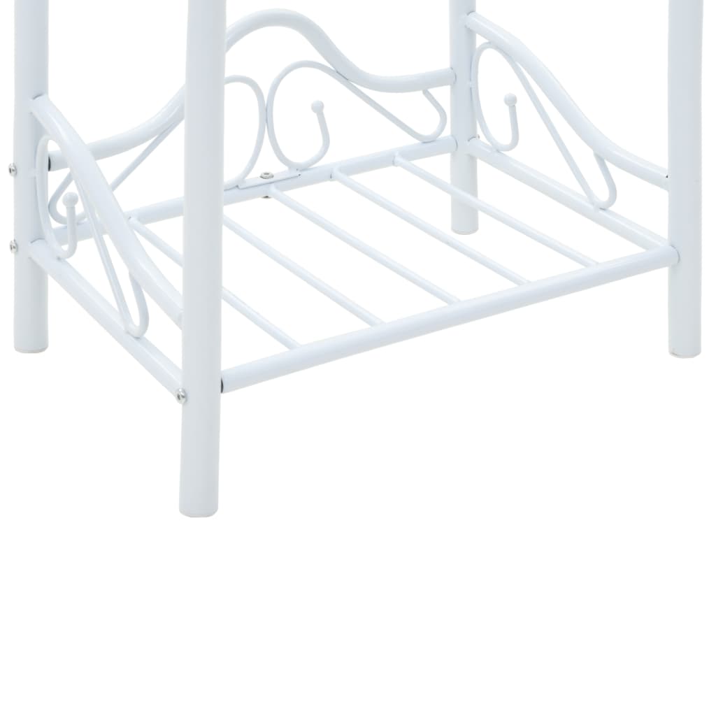 vidaXL طاولة سرير جانبية فولاذ وزجاج مقسّى 45×30.5×60 سم أبيض