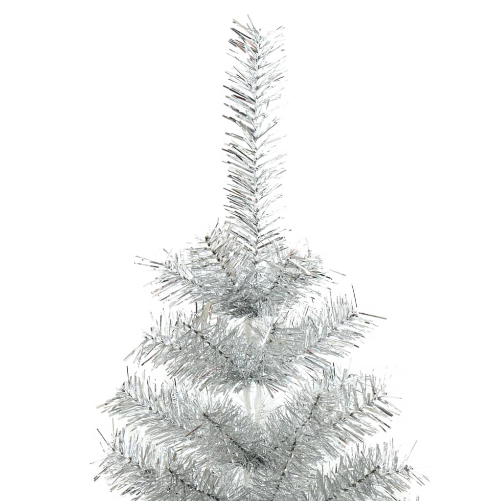 vidaXL شجرة كريسماس صناعية مع حامل فضي 180 سم PET