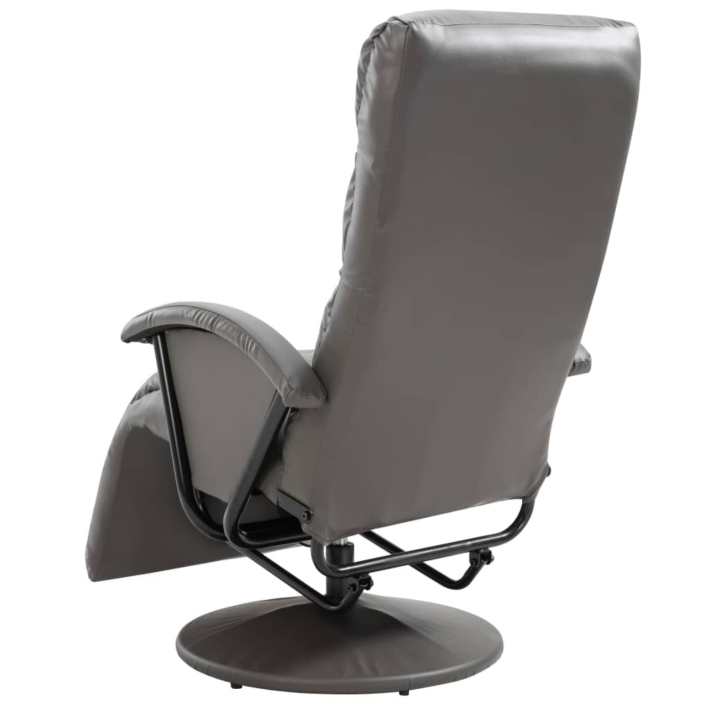 vidaXL كرسي تلفاز قابل للإمالة رمادي جلد صناعي