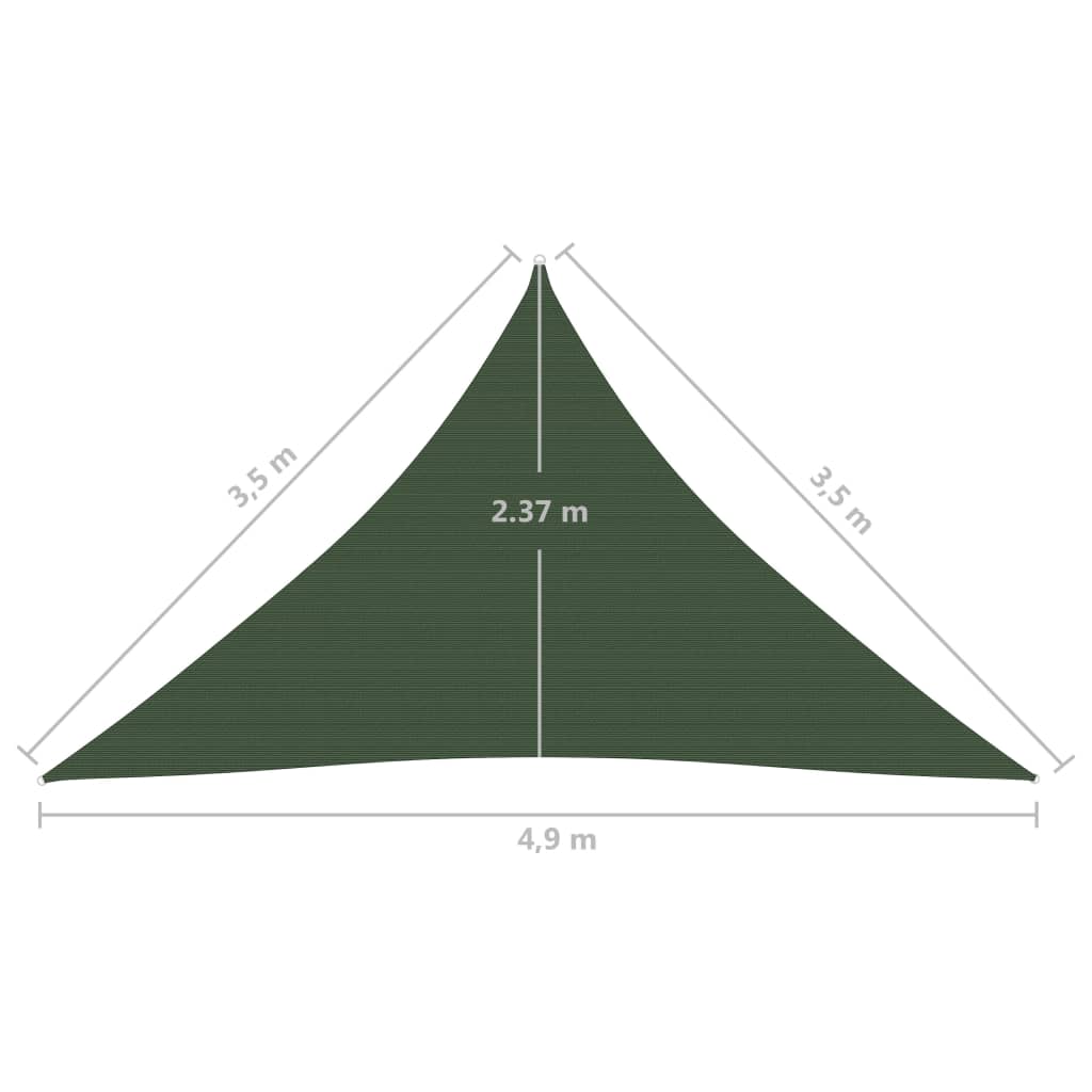 vidaXL مظلة شراعية 160 جم/م² أخضر داكن 3.5×3.5×4.9 م HDPE