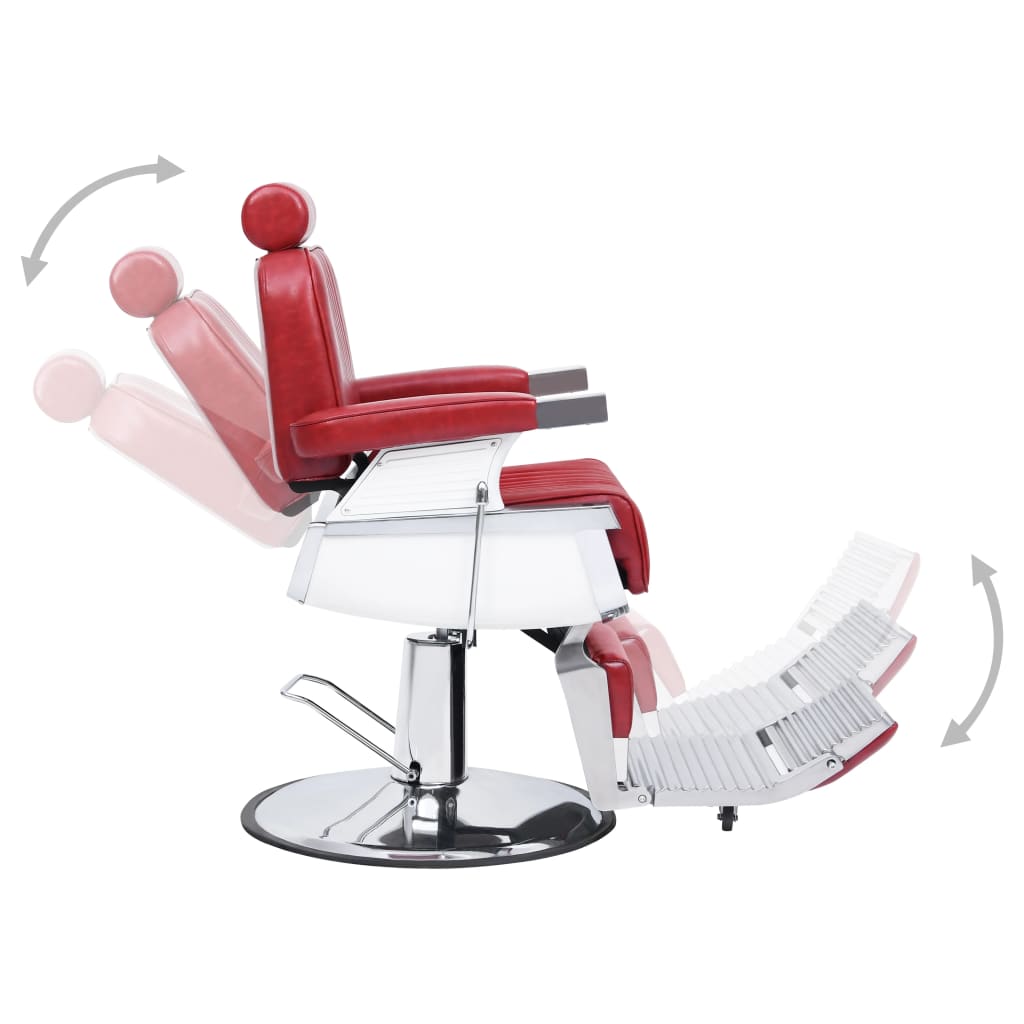 vidaXL كرسي حلاقة أحمر 116x69x68 سم جلد صناعي