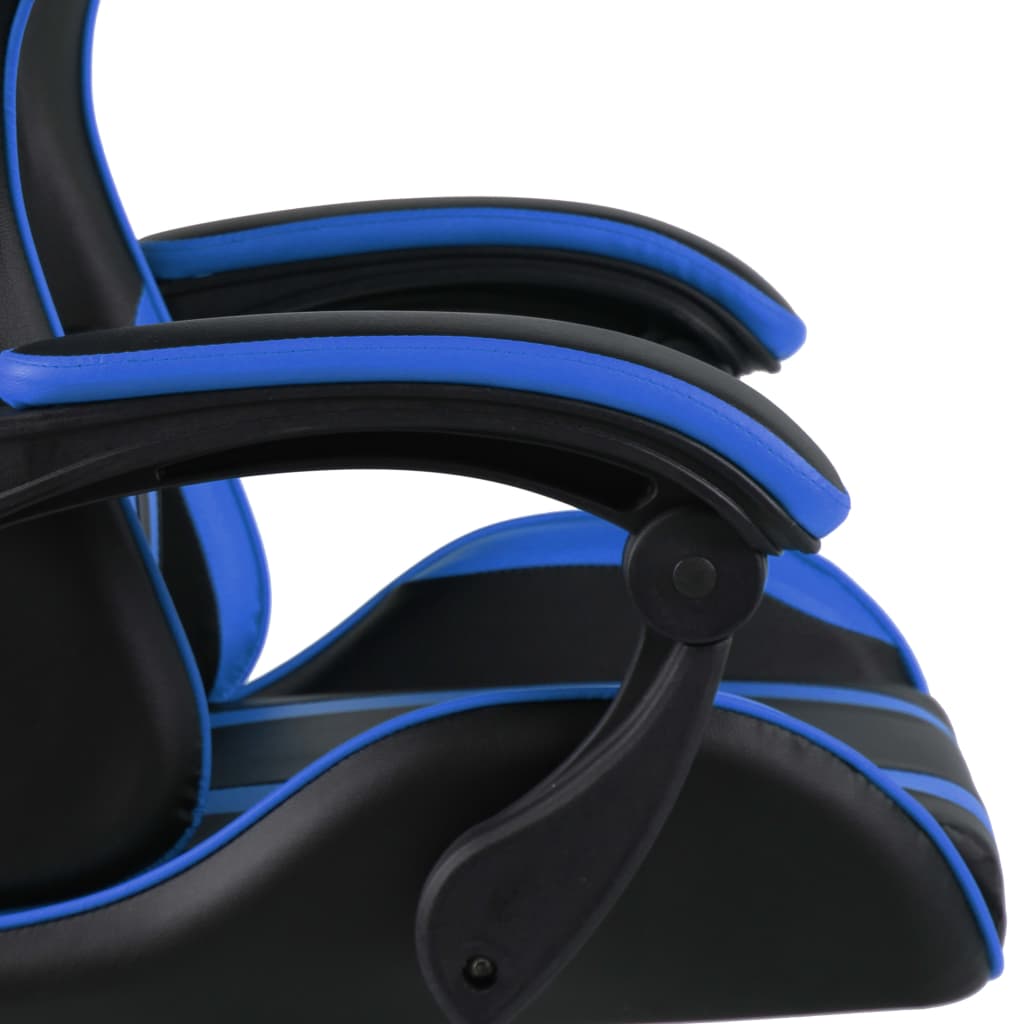 vidaXL كرسي سباق أسود وأزرق جلد صناعي