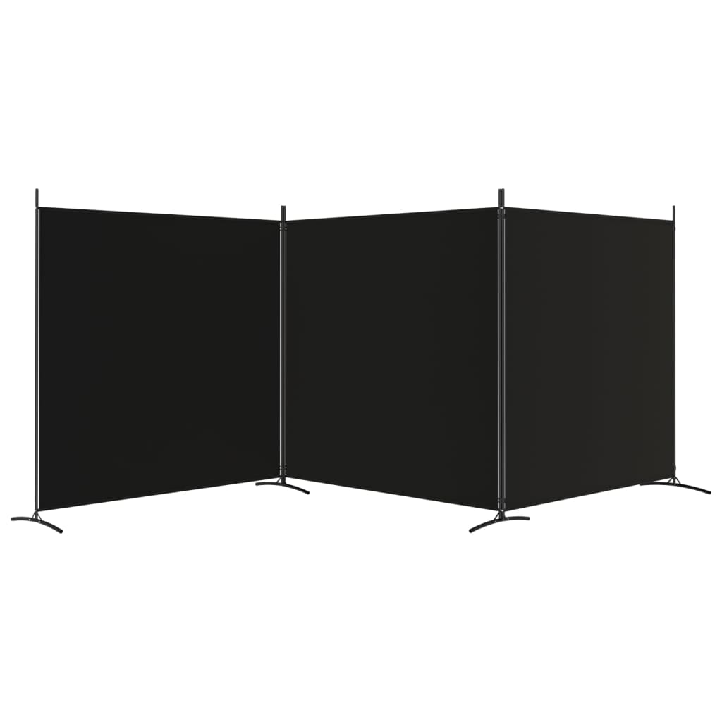 vidaXL مقسم غرفة 3-ألواح أسود 525×180 سم قماش