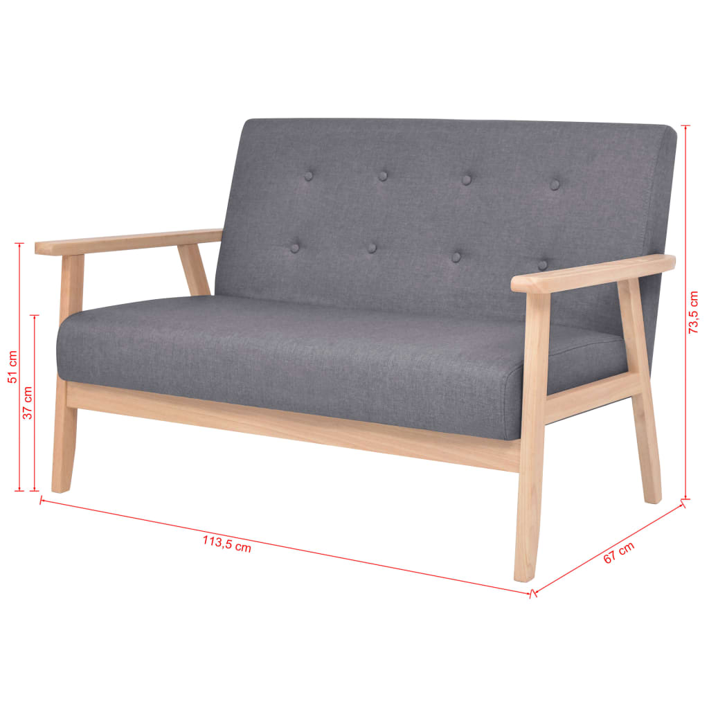 vidaXL أريكة ذات 2 مقاعد قماش رمادي غامق