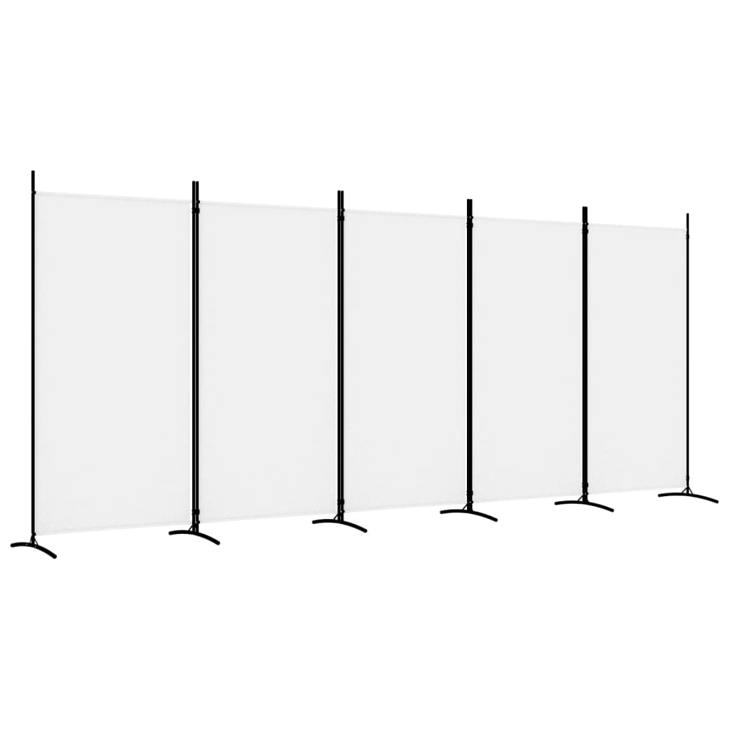 vidaXL مقسم غرفة 5-ألواح أبيض 433×180 سم قماش