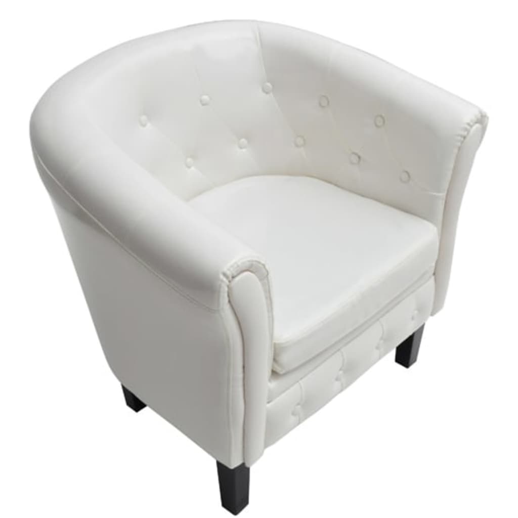vidaXL كرسي مستدير أبيض جلد صناعي
