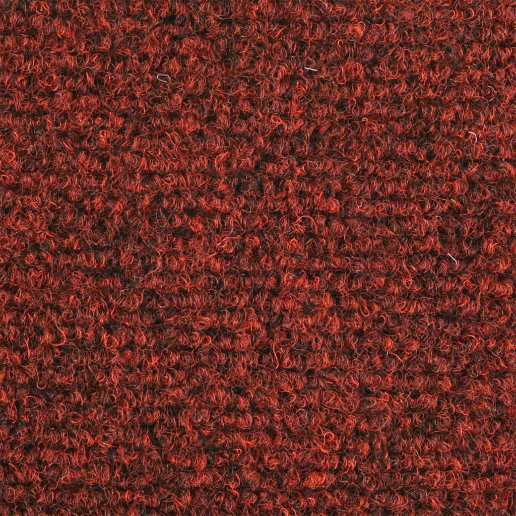 vidaXL حصيرة دَرَج ذاتية اللصق مخرومة بالإبرة 15 ق 65×21×4 سم لون أحمر