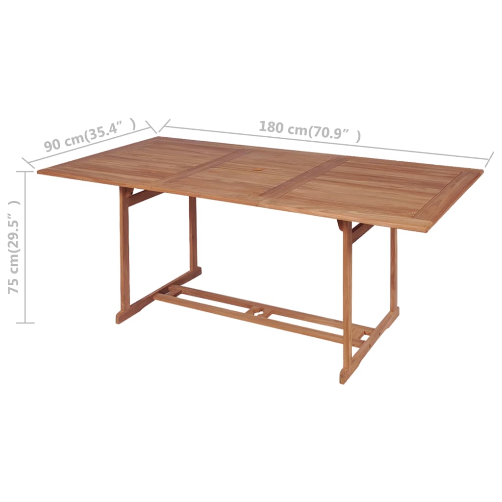 vidaXL طاولة حديقة 180×90×75 سم خشب ساج صلب